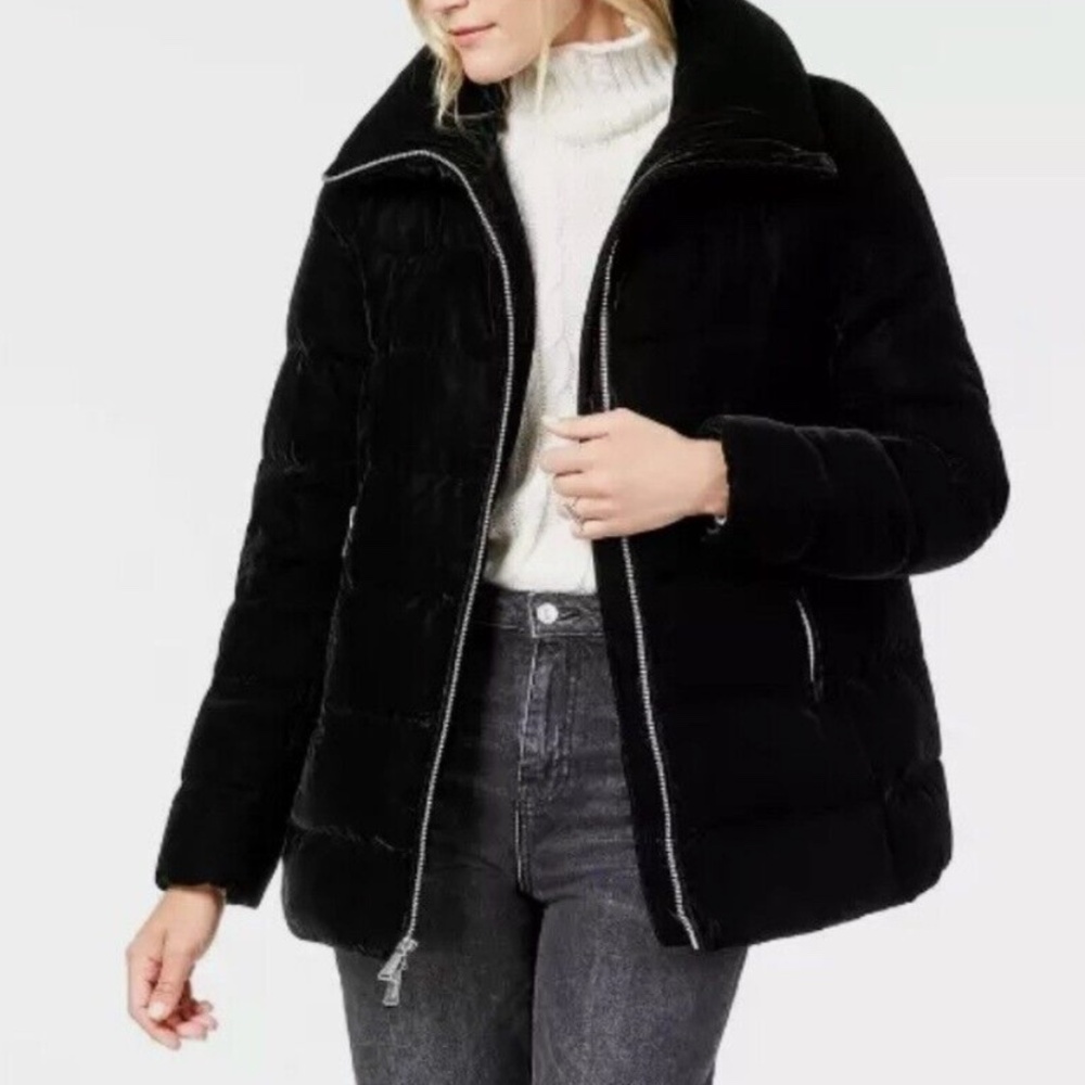 BCBGeneration Women's XS Blue Velvet Down Puffer Coat
